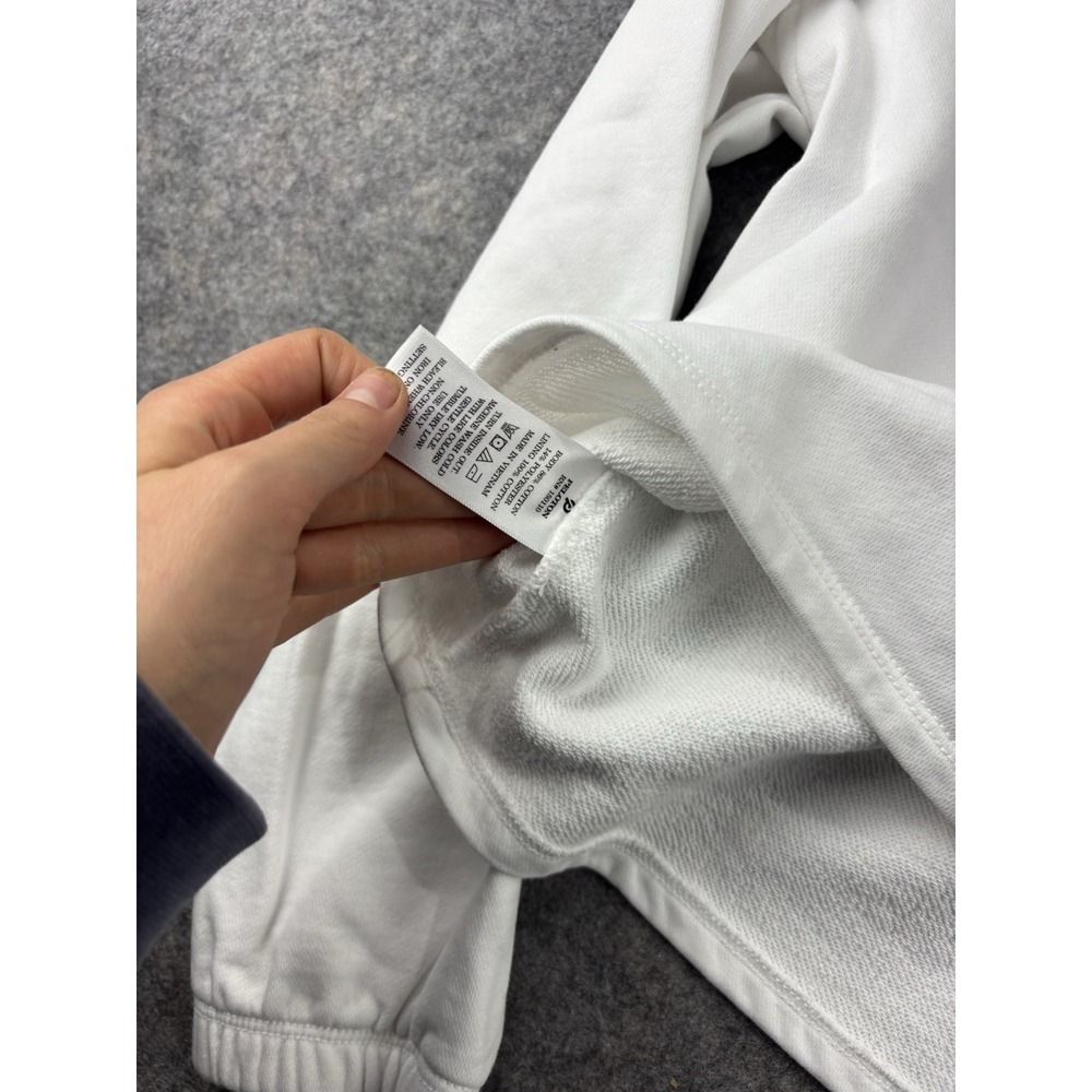 Peloton Women's M Henley Button Polo Sweatshirt $68 Gingham White Purple Cropped - Picture 4 of 8
